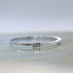 18K White Gold Hinged Bangle with Emerald Cut Diamonds
