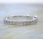 14K White Gold Antique Inspired Pierced Filagree Hinged Bangle Bracelet with Mil Grain Accents