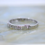 14K White Gold Antique Inspired Pierced Filagree Hinged Bangle Bracelet with Mil Grain Accents