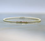 14K Yellow Gold Beaded Three Stone Diamond Flex Bangle Bracelet