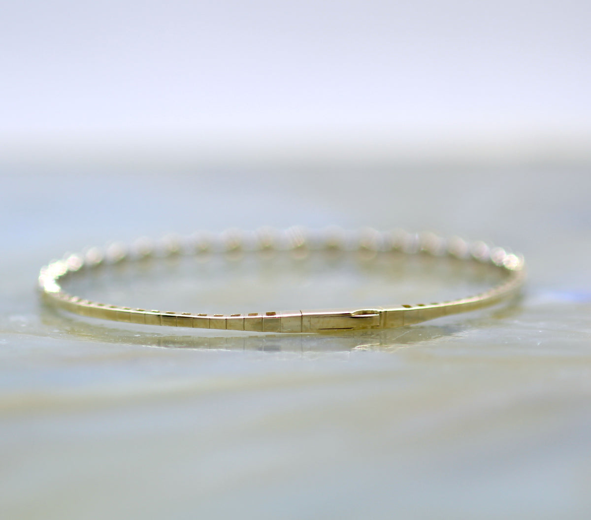14K Two Tone Gold Geometric Diamond Flex Bangle Bracelet