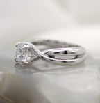 14K White Gold Solitaire Twist Engagement Ring