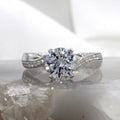 18K White Gold Diamond Pave Twist Engagement Ring