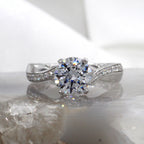 18K White Gold Diamond Pave Twist Engagement Ring