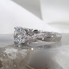 18K White Gold Diamond Pave Twist Engagement Ring