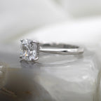 18K White Gold Hidden Halo Square Cushion Knife Edge Solitaire Engagement Ring