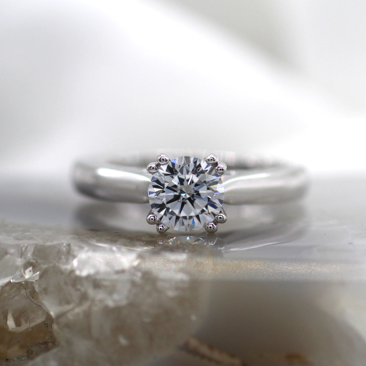 18K White Gold Solitaire Engagement Ring