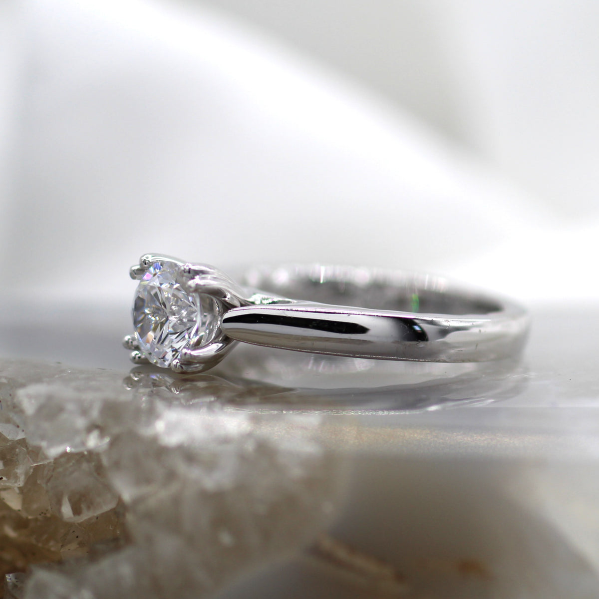 18K White Gold Solitaire Engagement Ring