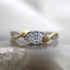 14K Rose and White Gold Diamond Accented Nature-Inspired Twist Engagement Ring