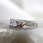 14K Rose and White Gold Diamond Accented Nature-Inspired Twist Engagement Ring