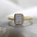 14K Yellow Gold Emerald Cut Bezel Solitaire Engagement Ring