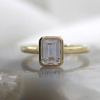 14K Yellow Gold Emerald Cut Bezel Solitaire Engagement Ring