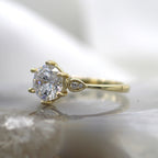 14K Yellow Gold Mil Grain and Diamond Accented Engagement Ring