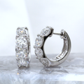 14K White Gold Lab Diamond Huggie Style Hoops