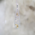 18K Two Tone Rose and White and Rose Gold Geometric Modern Diamond Pendant