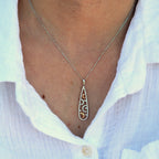 18K Two Tone Rose and White and Rose Gold Geometric Modern Diamond Pendant
