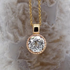 14K Rose Gold 2ct Natural Jubilee Diamond Solitaire Pendant with Chain