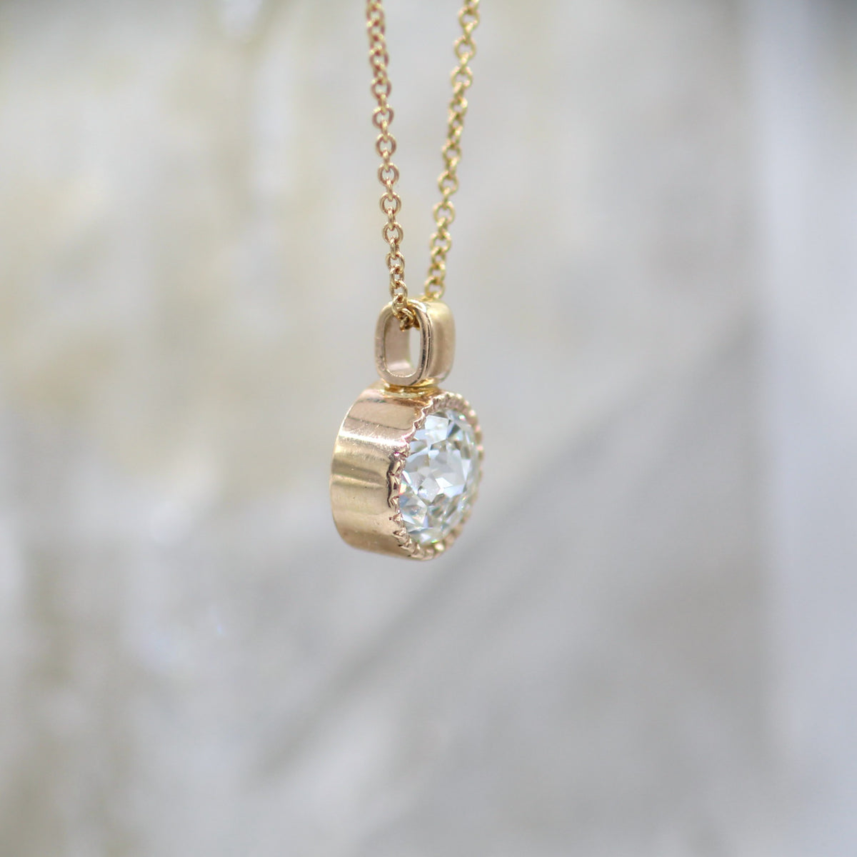 14K Rose Gold 2ct Natural Jubilee Diamond Solitaire Pendant with Chain