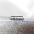 14K White Gold Vintage Inspired Mil Grain Accented Diamond Wedding Band